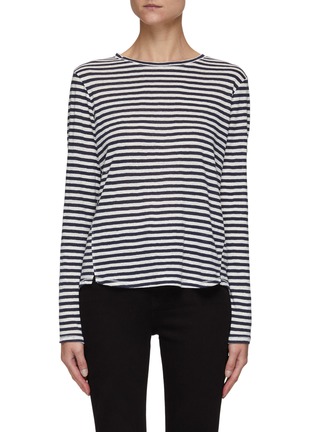 Main View - Click To Enlarge - FRAME - Striped Linen Long Sleeve T-shirt