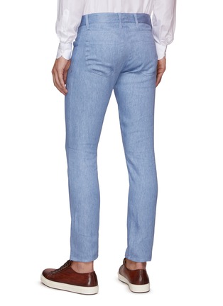 Back View - Click To Enlarge - ISAIA - SLIM FIVE POCKETS LINEN STRAIGHT LEG PANTS