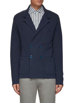 Main View - Click To Enlarge - ISAIA - DOUBLE BREASTED NOTCH PATCH POCKET LINEN CASHMERE KNIT JACKET