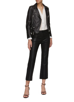Figure View - Click To Enlarge - L'AGENCE - KENDRA' HIGH RISE COATED CROPPED FLARE JEANS