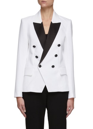 Main View - Click To Enlarge - L'AGENCE - ‘Kenzie’ Contrast Lapel Double Breasted Tuxedo Blazer