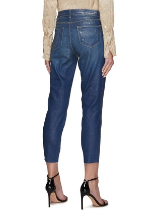 Back View - Click To Enlarge - L'AGENCE - El Matador' Glitter Coated Crop Denim Jeans