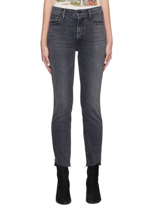 Main View - Click To Enlarge - MOTHER - High Waist Frayed Step Hem Washed Cropped Skinny Jeans