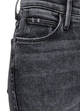 - MOTHER - The Stunner' Mineral Washed Black Denim Frayed Step Hem Cropped Skinny Jeans