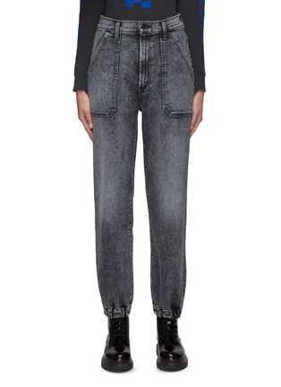 Main View - Click To Enlarge - MOTHER - The Wrapper' Mineral Washed Black Denim Jogger Jeans