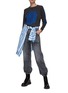 Figure View - Click To Enlarge - MOTHER - The Wrapper' Mineral Washed Black Denim Jogger Jeans
