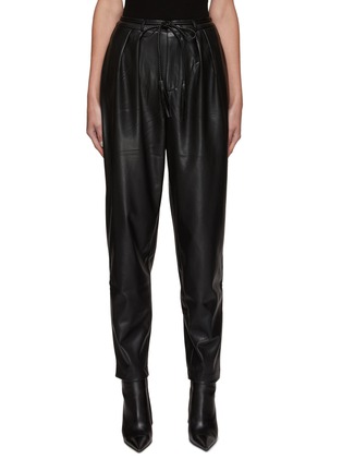 Main View - Click To Enlarge - MOTHER - The Twisty' Tied Waist Faux Leather Tappered Pants