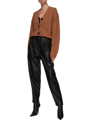 Figure View - Click To Enlarge - MOTHER - The Twisty' Tied Waist Faux Leather Tappered Pants