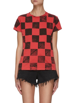Main View - Click To Enlarge - MOTHER - The Boxy Goodie' Checker Print Cotton T-shirt