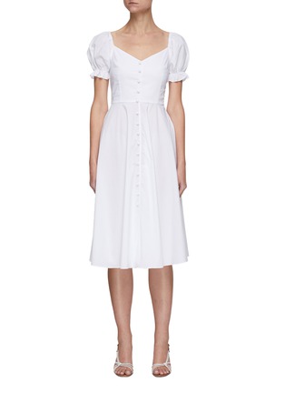 Main View - Click To Enlarge - CAROLINE CONSTAS - ‘Savannah’ Puff Short Sleeve Button Down Midi Dress
