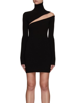 Main View - Click To Enlarge - GAUGE81 - ISTAN' LIGHT RIBBED CUTOUT MESH DETAIL KNIT DRESS