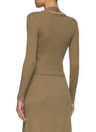 Back View - Click To Enlarge - JONATHAN SIMKHAI - Claire' Halter Neck Ribbed Cardigan
