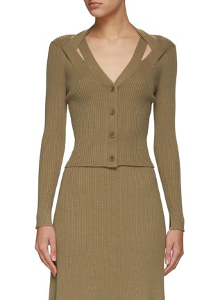 Main View - Click To Enlarge - JONATHAN SIMKHAI - Claire' Halter Neck Ribbed Cardigan