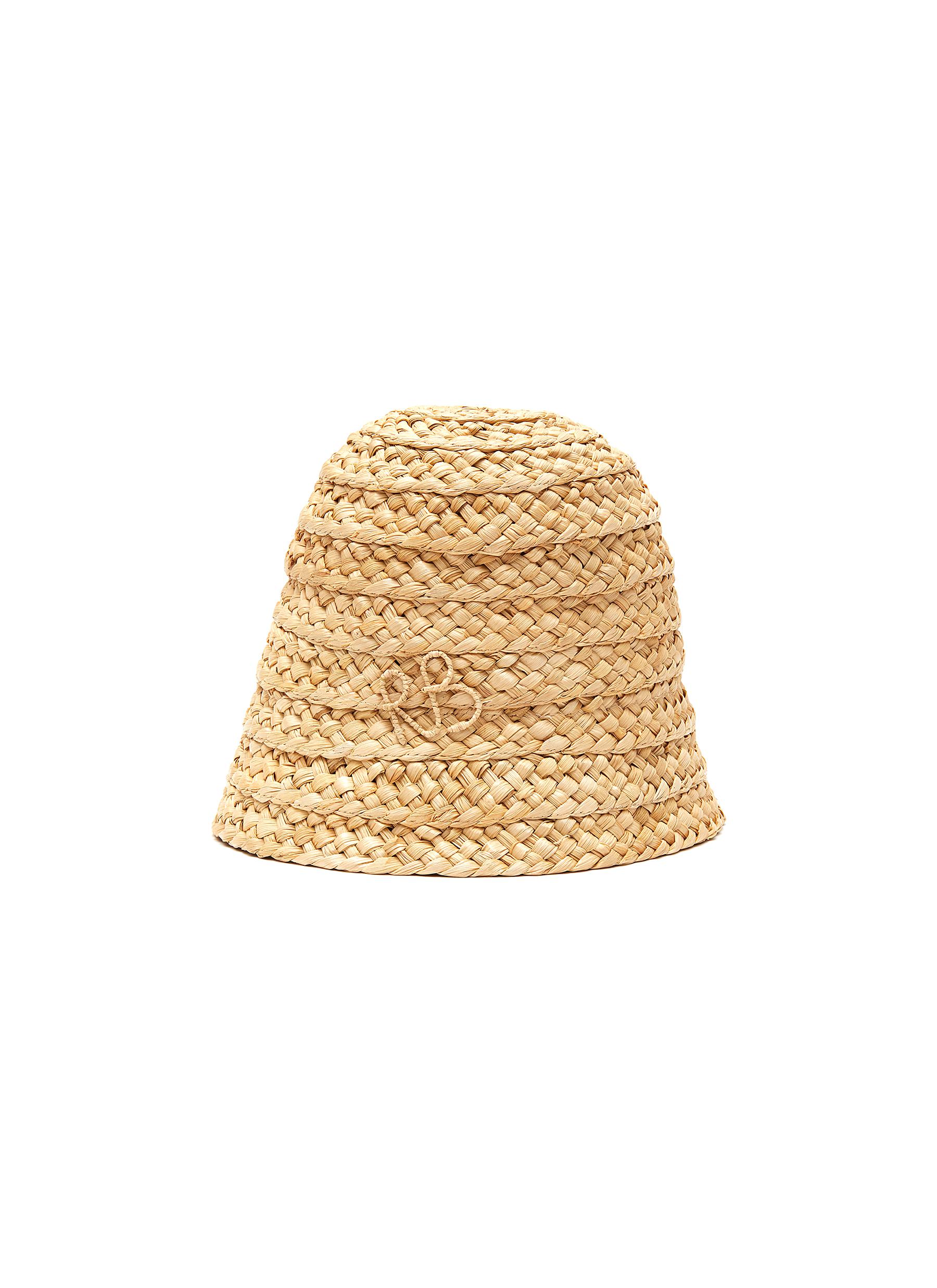 MONOGRAM EMBELLISHED STRAW CLOCHE HAT 