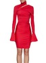 Main View - Click To Enlarge - MUGLER - Asymmetric Shoulder Cutout Ruched Dress