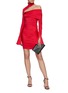 Figure View - Click To Enlarge - MUGLER - Asymmetric Shoulder Cutout Ruched Dress