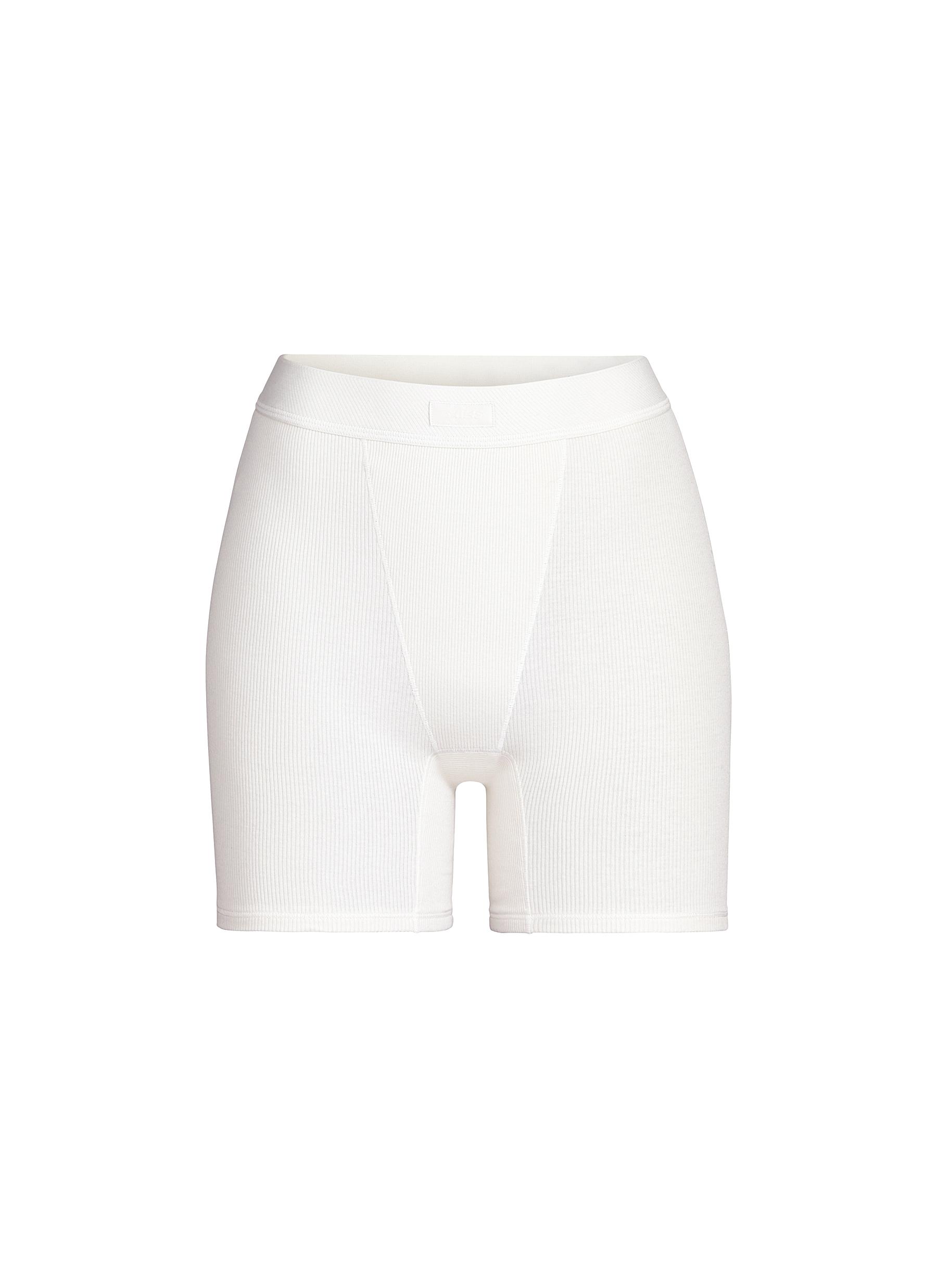 Skims Cotton Ribbed Boxer Shorts | Harrods CO