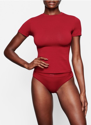 Detail View - Click To Enlarge - SKIMS - ‘COTTON RIB’ CREWNECK T-SHIRT