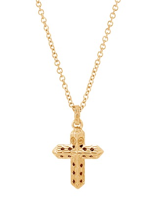 Detail View - Click To Enlarge - JOHN HARDY - Classic Chain' Diamond Encrusted 18K Gold Cross Pendant Rolo Chain Necklace