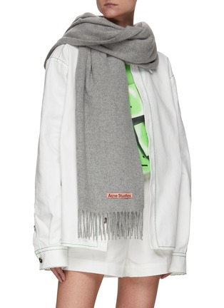 Figure View - Click To Enlarge - ACNE STUDIOS - LOGO EMBROIDERED WOOL SCARF