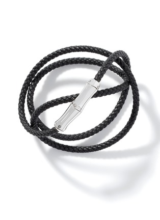 Detail View - Click To Enlarge - JOHN HARDY - Bamboo Sterliing Silver Leather Triple Wrap Bracelet — Size UL