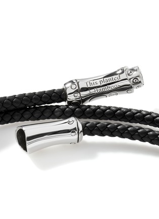  - JOHN HARDY - Bamboo Sterliing Silver Leather Triple Wrap Bracelet — Size UL