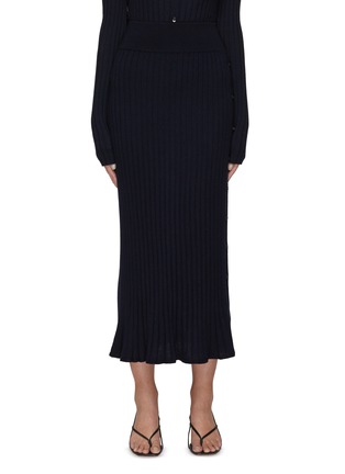Main View - Click To Enlarge - LISA YANG - Katie' Side Button Detail Cashmere Rib Skirt