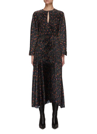 Main View - Click To Enlarge - VINCE - Pomegranate Print Pleated Midi Dress