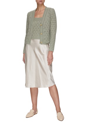 Figure View - Click To Enlarge - VINCE - Crocheted Cashmere Wool Blend Knit Cardigan