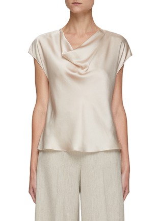 Main View - Click To Enlarge - VINCE - Cowl Neck Cap Sleeved Silk Blouse