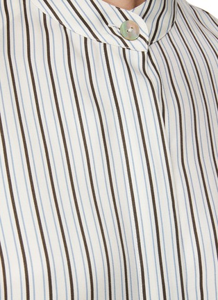  - VINCE - Striped Stand Collar Silk Blend Shirt