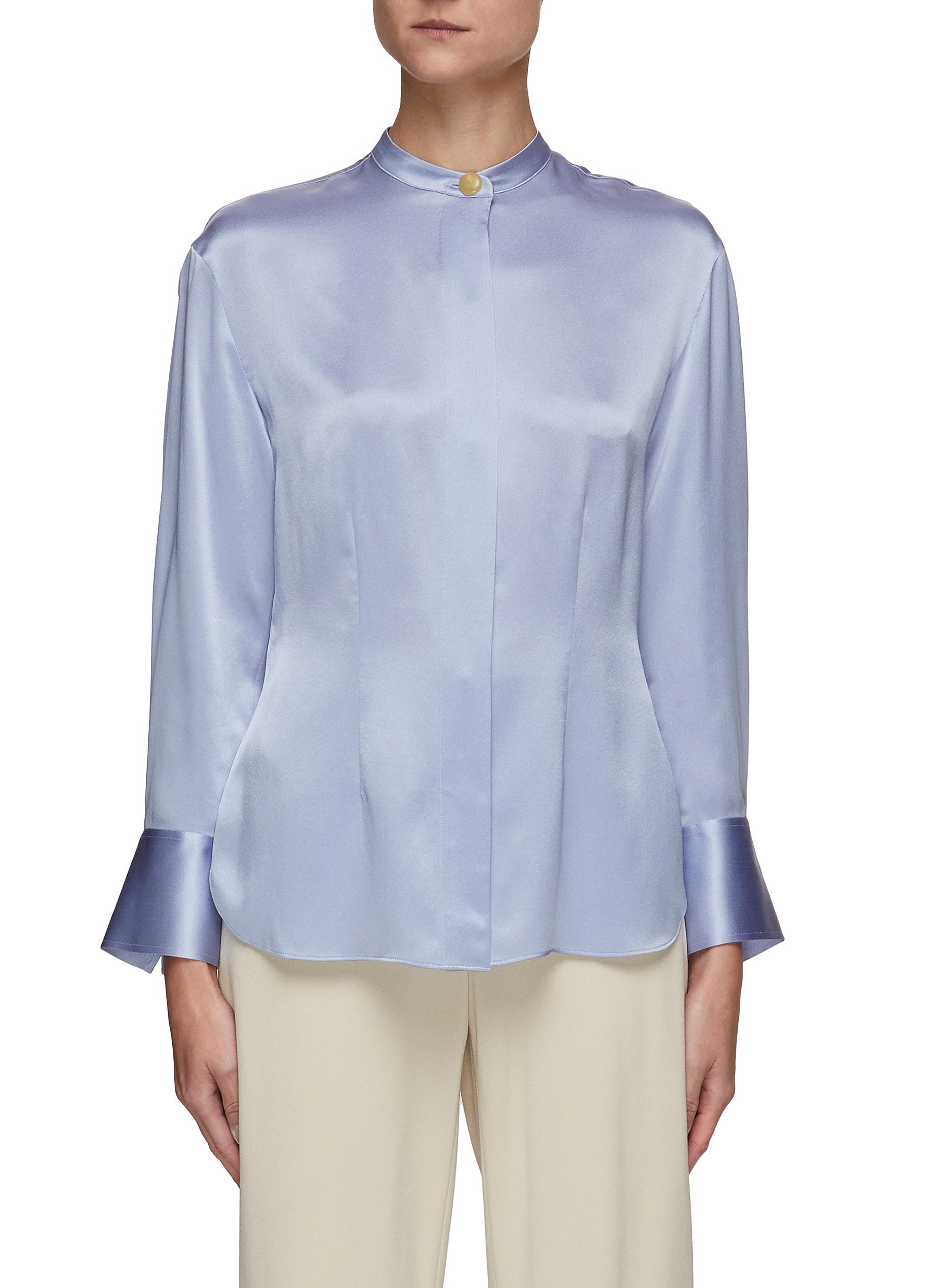 VINCE | Mandarin Collar Silk Shirt 
