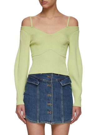 Main View - Click To Enlarge - SELF-PORTRAIT - OFF SHOULDER RIBBED KNIT TOP