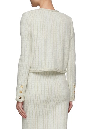Back View - Click To Enlarge - CRUSH COLLECTION - Metallic Stripe Jacquard Knit Jacket