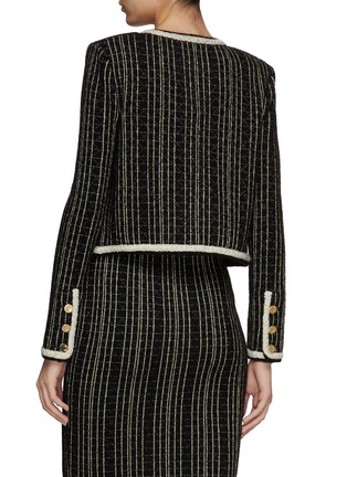 Back View - Click To Enlarge - CRUSH COLLECTION - Metallic Stripe Jacquard Buttonless Jacket