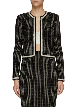 Main View - Click To Enlarge - CRUSH COLLECTION - Metallic Stripe Jacquard Buttonless Jacket