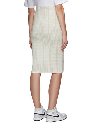 Back View - Click To Enlarge - CRUSH COLLECTION - Metallic Stripe Jacquard Knit Pencil Skirt