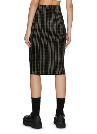 Back View - Click To Enlarge - CRUSH COLLECTION - Metallic Stripe Jacquard Pencil Skirt