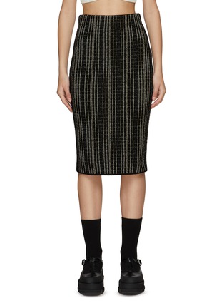 Main View - Click To Enlarge - CRUSH COLLECTION - Metallic Stripe Jacquard Pencil Skirt