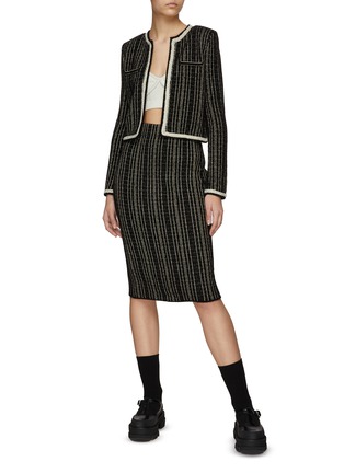 Figure View - Click To Enlarge - CRUSH COLLECTION - Metallic Stripe Jacquard Pencil Skirt