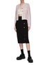 Figure View - Click To Enlarge - CRUSH COLLECTION - Elastic waist button up knitted midi skirt