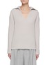 Main View - Click To Enlarge - VINCE - V-Neck Collared Wool Cashmere Blend Long Sleeve