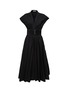 Main View - Click To Enlarge - ALAÏA - Belted V-Neck Pleated Cotton Poplin Midi Dress