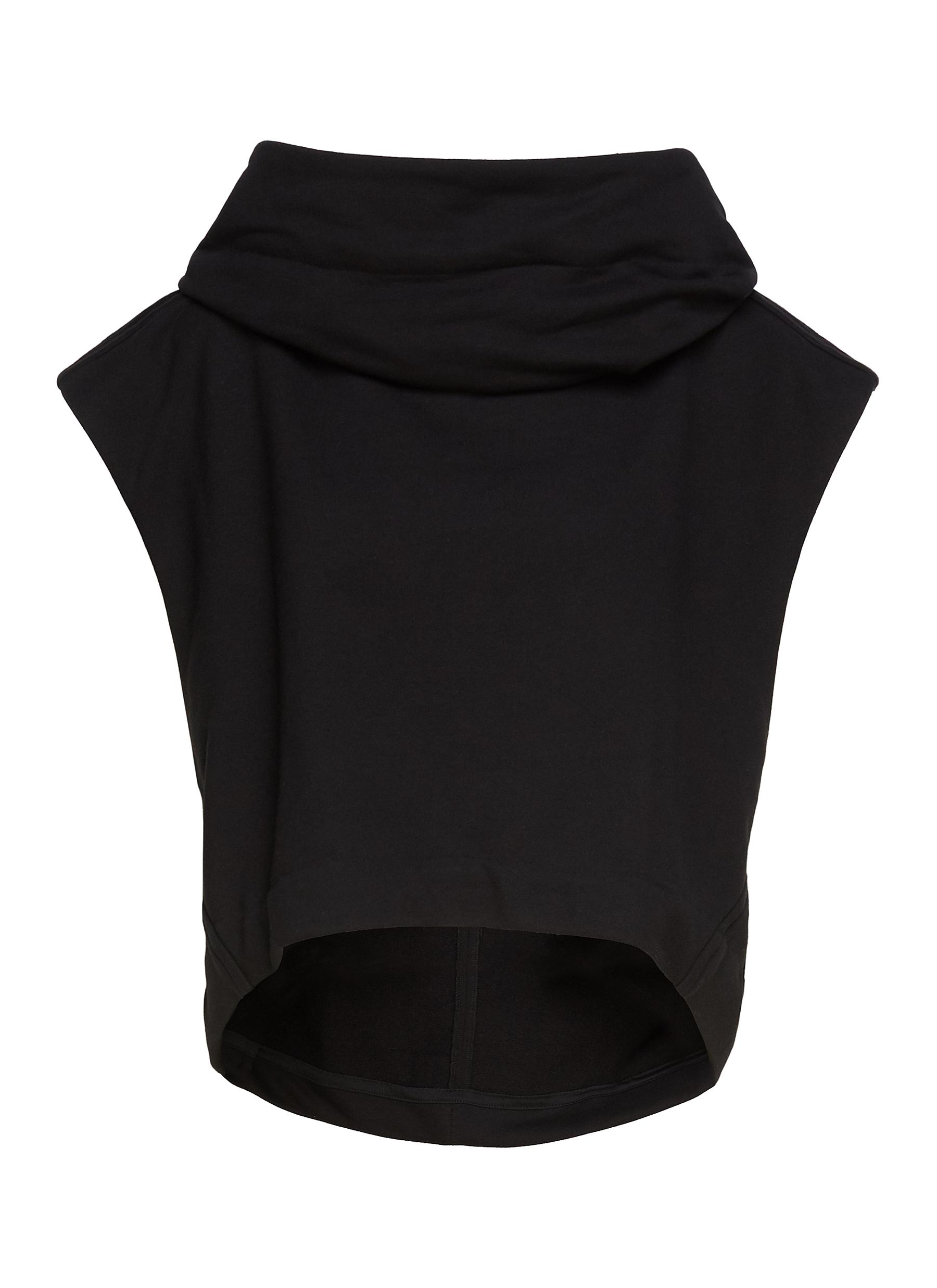 Hooded jersey shawl top