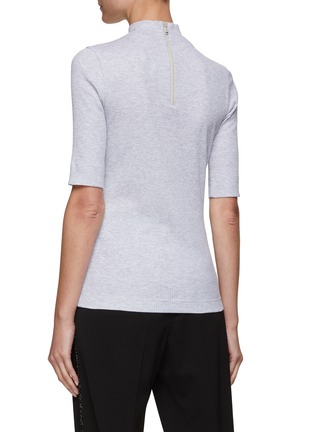 Back View - Click To Enlarge - BRUNELLO CUCINELLI - CAPSULE ORDER MOCK NECK BACK ZIP RIBBED T-SHIRT