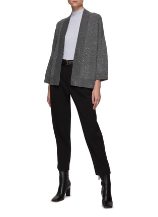 Figure View - Click To Enlarge - BRUNELLO CUCINELLI - CAPSULE ORDER MOCK NECK BACK ZIP RIBBED T-SHIRT