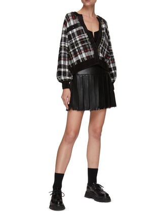 Figure View - Click To Enlarge - ALICE & OLIVIA - Emilie' Raw Edge Pleated Vegan Leather Skirt
