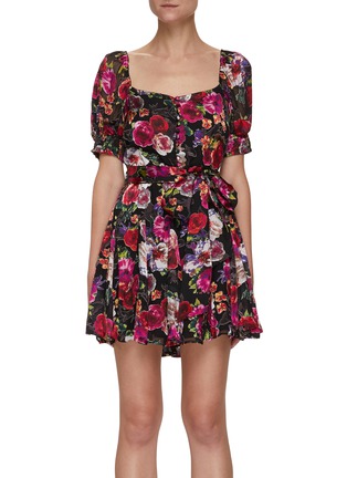 Main View - Click To Enlarge - ALICE & OLIVIA - Mina' Square Neck Floral Print Dress
