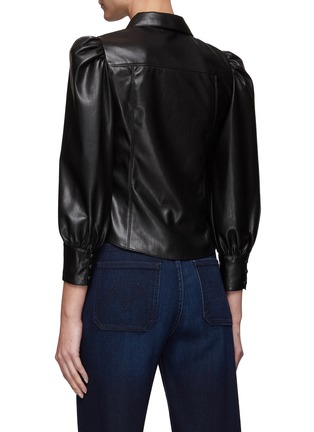 Back View - Click To Enlarge - ALICE & OLIVIA - ‘Nadine' Puffed Sleeve Vegan Leather Top