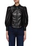 Main View - Click To Enlarge - ALICE & OLIVIA - ‘Nadine' Puffed Sleeve Vegan Leather Top